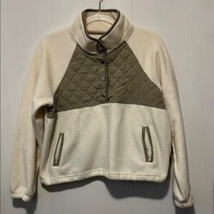 Kyodan Outdoor Cream and Olive Quilted Pullover Size Medium